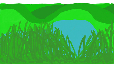 Pond blue cute green illustration nature pond reed simple water