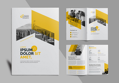 Bifold Creative Brochure Template bifold branding brochure company corporate creative creative market design digital template flyers freepik graphic design illustrator logo marketing minimal print template trifold ui design yellow