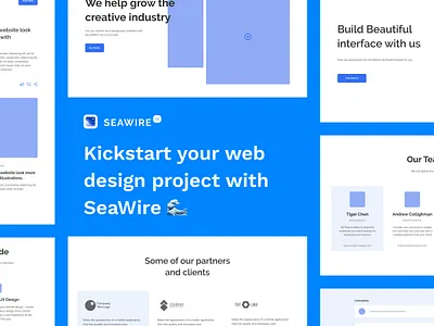 SeaWire Web Wireframe Kit 1.1 blog home page portfolio section ui design ui kit website wireframe wireframe kit