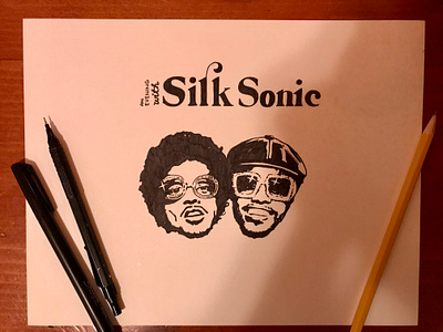 Silk Sonic albumcover anderson.paak brunomars creative design drawing illustration paper pen pencil procreate sharpie silksonic sketch vector