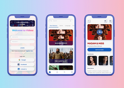 Videoz - OTT Platform Mobile UI app design illustration ui ux