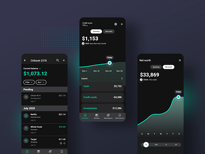 Mint Dark Theme Exploration app design bill bills dark mode finance finance app graphs mint mobile ui ux