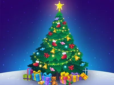 Chrismas Tree Vector celebration christmas christmas tree gift boxes giftbox happy new year holiday merry christmas merry xmas new year eve pine tree snow teddy tree vector xmas