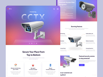 Product landing page app landing page branding design camera landing page cctv landing page home security landing page landing page design product product landing page product website ui uiux web design web template website