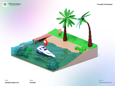 Boat Rental - 3D Model 3d airbnb animation banner boat rent building design interface isometric makent boats minimal model poster render rental booking ship trioangle trioangle technologies ui ux