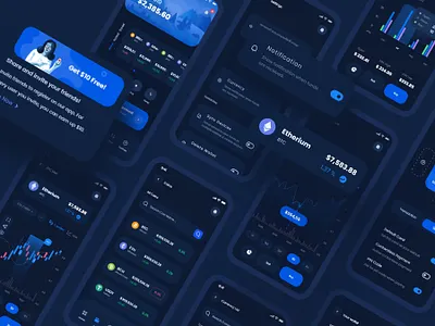 Cryptocurrency App UI UX app bitcoin blockchain crypto crypto currency cryptocurrency cryptocurrency app currency design ethereum exchange finance minimal mobile nft trade ui ui kit ux wallet