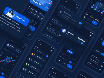 Cryptocurrency App UI UX app bitcoin blockchain crypto crypto currency cryptocurrency cryptocurrency app currency design ethereum exchange finance minimal mobile nft trade ui ui kit ux wallet