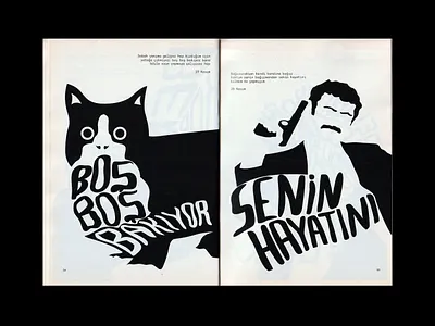 Seyyar Sesler 9 Fanzine cat design editorial design fanzine illustration magazine pistol poster type typography underground