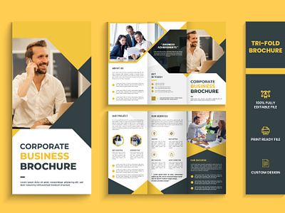 Tri fold brochure design | Corporate brochure design branding brochure corporate dl flyer flyer folded graphic design print ready template tri fold tri fold brochure trifold