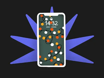 Christmas lights: phone christmas flat illustration illustration illustrator lights limited colour palette limited palette phone procreate wallpaper