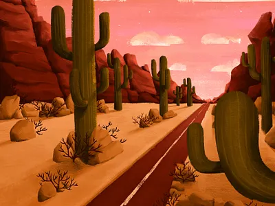 Desert adobe photoshop cactus desert design digitalart illustration illustration art illustrationartists landscape wacom