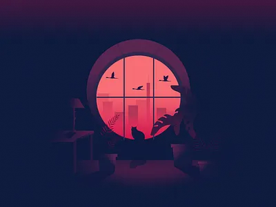 Sunset 3d animation branding graphic design logo ui