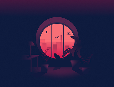Sunset 3d animation branding graphic design logo ui