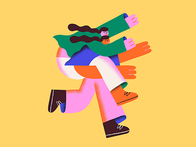 Jumping into the weekend character colourful design flat friends friendship happiness happy illustration joy woman illustration