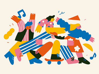 Happy humans character colourful design diversity flat happiness illustration joy pattern woman illustration