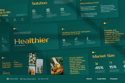 Healthier Multipurpose Template beverage clean colorful company corporate food google slides keynote modern multipurpose multipurpose template photography pitch deck portfolio powerpoint studio unique web design web development website