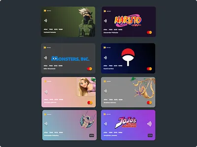 Bank Cards anime bank bankcards creditcards design itachi kakashi monsterinc naruto tenglad ui ux