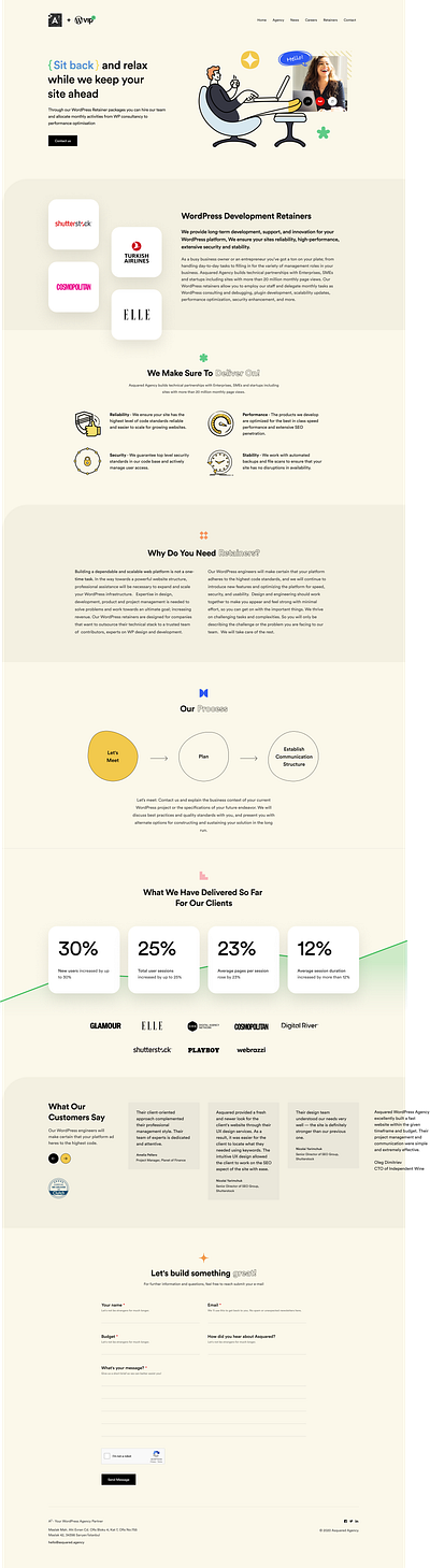 Asquared Retainer Landing Page design landing package retainer ui user interface ux web