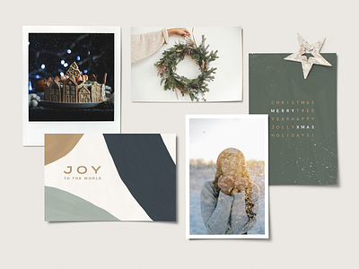 Christmas Moodboard & Greeting Card Design abstract background card christmas design drawn gouache greeting hand holiday merry minimal moodboard new painted photo shape texture typography year