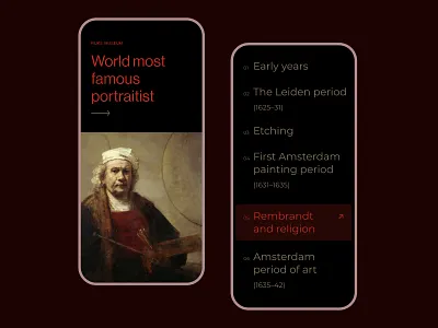 Museum Application application art clean design holland masterpieces minimalistic mobile design museum museum app museum application paintings rembrandt rijks museum table of contents ui ux