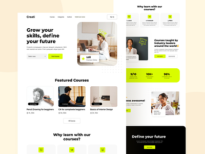 Learning platform design - home page clean design landing landing page learning platform design minimal online course ui ux web website