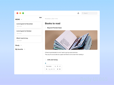 DailyUI Challenge 065 Notes Widget 065 daily ui dailyuichallenge notes widget