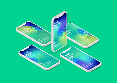 iPhone Clay Isometric Mockup abstract app clay clean device iphone iphone 12 isometric minimal minimalist mockup phone phone mockup presentation pro realistic showcase simple smartphone ui