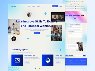 Naik Level | E-Learning Website class clean design e learning education homepage illustration landing page learning learning platform minimalist online course school student ui ux web web design website