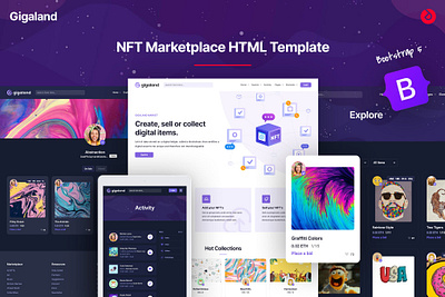 Gigaland - NFT Marketplace HTML Template app branding deck design google google slides illustration keynote marketplace pitch pitch deck presentation slides template ui ui design ux ux design web development website