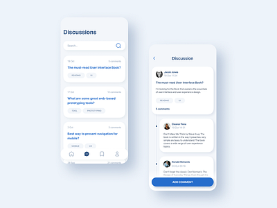 Learning app design app app design clean communication design discussions forum learning minimalistic mobile ui