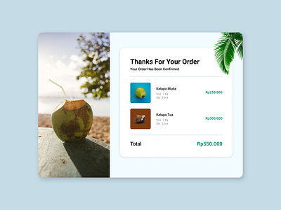 Email Receipt UI Design - #DailyUI Day 017 coconut cost cost detail cost ui dailyui email receipt minimalist receipt design shop ui ui receipt ux web web design website white