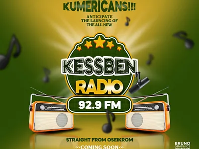 FM station Lunching flyer design graphic design green