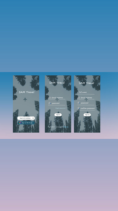 SignIn and signUp pages for a travel app by adobe xd adobexd app blue design photoshop signin signup travel app ui