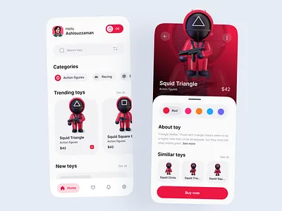 Toy shop x Squid game mobile app UI design app app design design e com e commerce ecommerce game shop squid squid game toy ui ui ux ui design ux