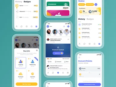 Rewards & Loyalty system on Vyoo app badge coin community ios loyalty mobile point purchase rewards trend ui unlock ux vyoo wallet