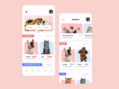 Pet Adoption App UI adoption app app design design graphic design mobile app petapp ui ux web webdesign