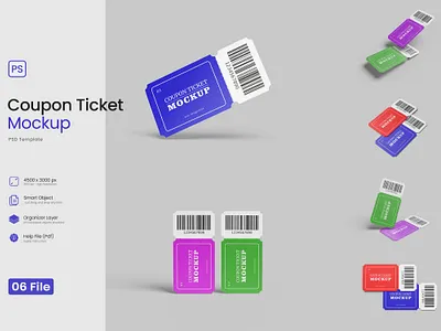 Coupon Ticket Mockup 3d access