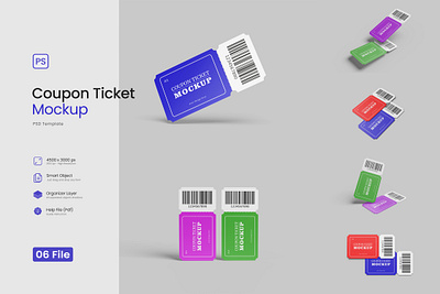 Coupon Ticket Mockup 3d access