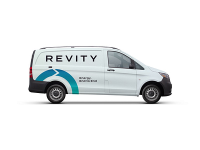 Revity van blue branding collateral energy green logo poc revity van white