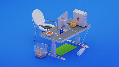 Designer's workplace 3d design illustration