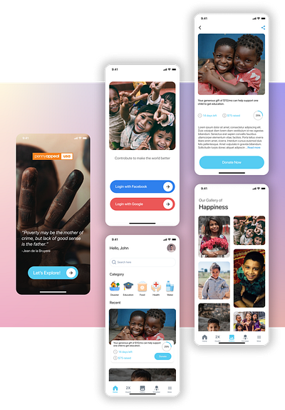 Donation Mobile App UI Design app design clean ui donation donation app figma graphic design inspiration payment app payment system trending trending 2021 ui user experience design user interface design ux uxdesign