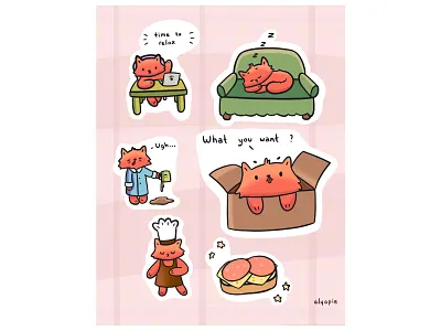 Stickers Cat art art entertainment artist artwork character design drawing illustration illustration art logo procreate