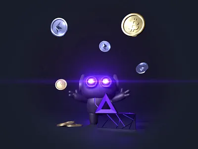 3D Crypto Robot Animation 3d animation blockchain btc crypto crypto landing page dapp defi etherium exchange finance game metaverse motion nft token ui ux
