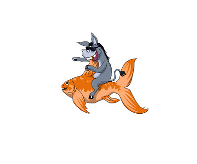 Donkey & goldfish 3d animation artwork branding cartoon design design art drowning graphic design illustration illustrator logo motion graphics sketch ui vector art