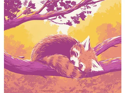 Red panda animal art cute digital art digital illustration huely huely 2021 huely challenge huely2021 illustration kidlit limited colour palette limited colours red panda