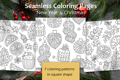 Winter Coloring Pages | Seamless Patterns Christmas & New Years 2022 adult anti stress celebration children christmas coloring book coloring page coloring pages december decoration eve for kids illustration mandalas new years seamless patterns tileable winter xmas