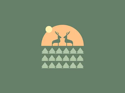 Deer // Inspired by Dominik Beltramo deer design evergreen flat forest illustration minimal nature outdoors outside sketch sun