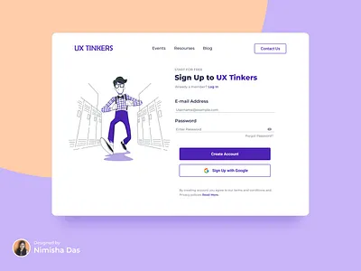 Registration Page UI 2d design figma graphic design illustration login logo minimal purple registration sign up ui ux vector