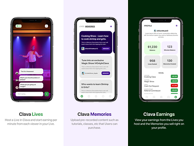 Clava 3.0 / Onboarding app branding creator app creator economy graphic design live live stream live streaming app mobile mobile app social app social media stream ui
