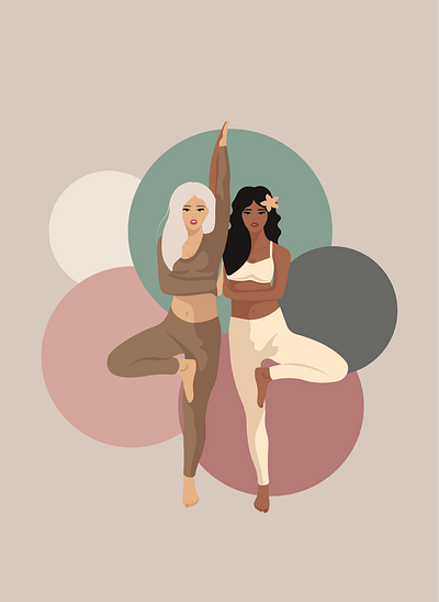 Young women doing yoga. app branding design graphic design icon icons illustration line art logo ui vector шддг